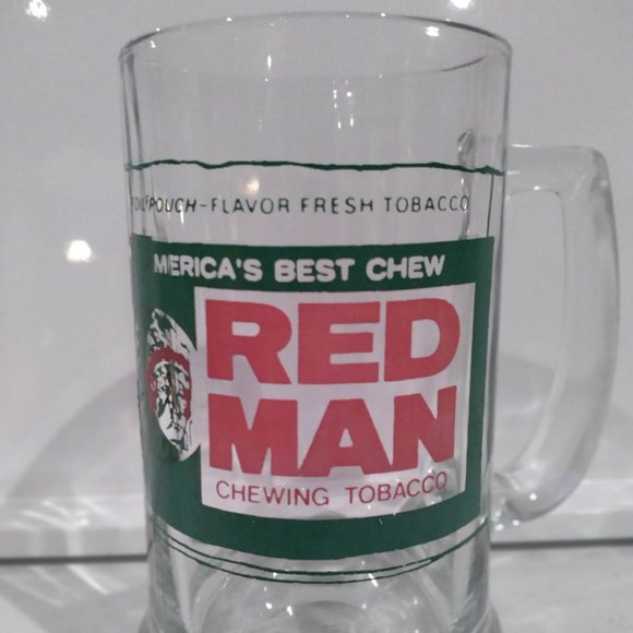 Vintage Redman Tobacco Chew Glass Beer Stein/Mug/Glass- RARE - Picture 1 of 4